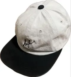 huf 6パネル　キャップ フラットバイザー　ツートーン　白×黒