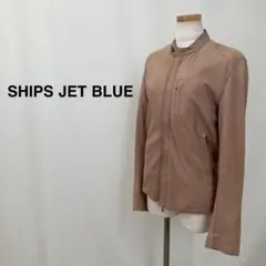 SHIPS JET BLUE  シープスキンライダースジャケット ライトピンク