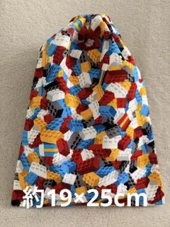 142…ブロック柄 巾着ビビッド系