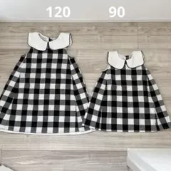 プティマイン チェックワンピース 姉妹お揃い 120 90のサムネイル