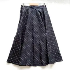 ユニクロ フレアスカート ブラック【L】春夏 水玉 ドット柄 体型カバーのサムネイル