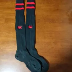カンタベリー ラグビー ストッキング 黒 赤 ストライプ25cm