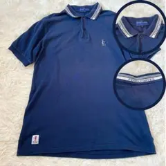 パーリーゲイツ 半袖 ポロシャツ ロゴ 襟 ゴルフシャツ ゴルフウェア 紺 L