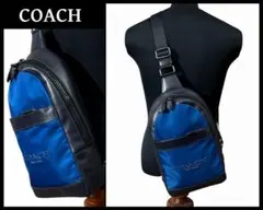 美品 コーチ F59320 レザー × ナイロン 2トーン ショルダー バッグ