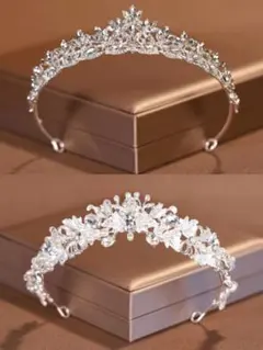 シーイン　ウエディング　ティアラ　2つセット　シルバー　パール