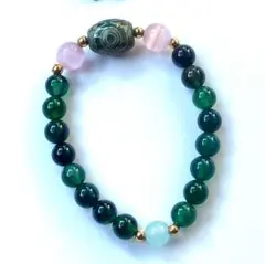 no.238 三眼天珠 チベット天珠 天然石ブレスレット