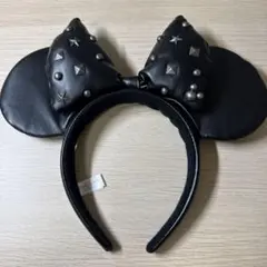 ミニー　ディズニー　スタッズ付きレザー　カチューシャ