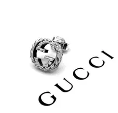 【美品】GUCCI ピアス　インターロッキングG 燻　片耳　アラベスク　925