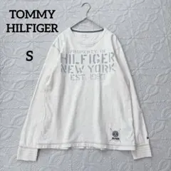 トミーヒルフィガー　プリントカットソー　長袖Tシャツ　ベージュ　S ロゴのサムネイル