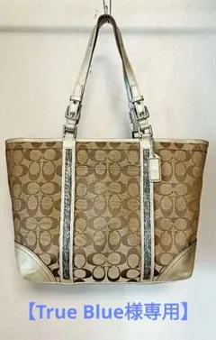 【美品】COACH シグネチャー ブラウン レザー キャンバス トートバッグ