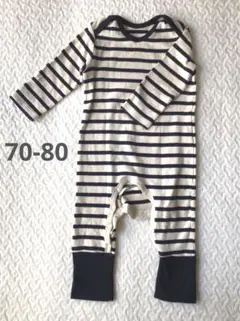 【美品】無印良品 ストライプロンパース 70-80