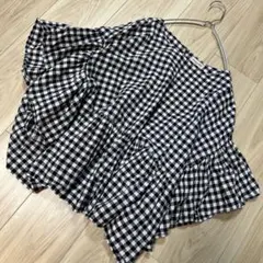 サマンサモスモス ブラウス 半袖 F ギンガムチェック リネン混 カジュアル