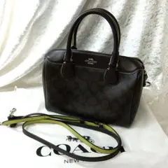 COACH ハンドバッグ ショルダーバッグ シグネチャー ダークブラウン