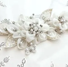 ウェディングヘッドドレス フラワー ホワイト