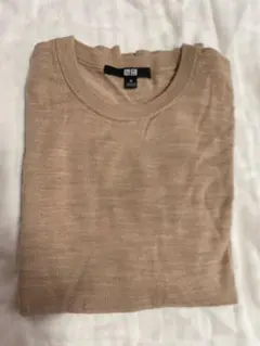 Uniqlo ベージュ クルーネック 長袖ニットセーター