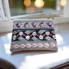 インド刺繍リボンミニポーチ