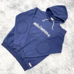 90's mikihouse ビッグロゴパーカー エルボーパッチ ブルー Lのサムネイル