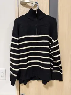 ZARA ハーフジップ ボーダー ニット セーター