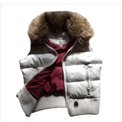 アバクロンビー＆フィッチ ファー付きホワイトダウンベスト