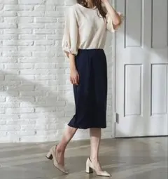 Ranan ひざ丈タイトスカートネイビー M〜L 新品・未使用のサムネイル