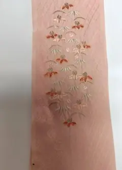 ピンク 花柄刺繍 半襟　夏用