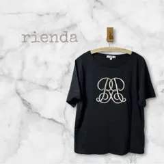 rienda リエンダ ロゴ刺繍 Tシャツ ブラック フリーサイズ 半袖のサムネイル