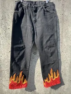 80s 90s wrangler ブラックデニム フレア W34×L34