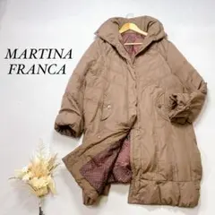 マルティナフランカ ダウンジャケット ロング丈 ブラウン ロールアップ袖 暖か
