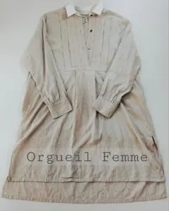 【希少】Orgueil Femme アンティークスモックリネン麻シャツワンピースのサムネイル