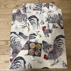 新品UNIQLO 芸艸堂伊藤若冲 オープンカラーアロハシャツ オフホワイト Lのサムネイル