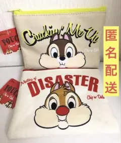 ディズニー　チップとデール　フラットポーチ　２個　チップ　デール　ポーチ　新品