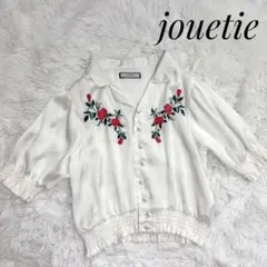 jouetie 高橋愛 コラボ 花 刺繍ブラウス サテン ホワイトのサムネイル