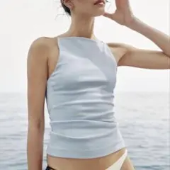ZARA ホルターネック　キャミソール　トップス　ライトブルーのサムネイル
