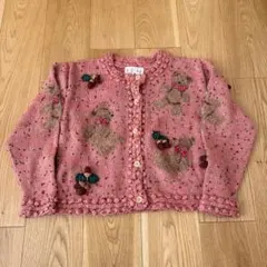 メゾピアノ クマチョコカーディガン　90 100 メゾピアノ クマチョコカーディガン 90 100 クマ×チョコアップリケT
