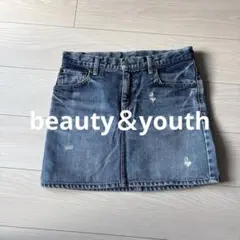 BEAUTY&YOUTH デニム ミニスカート ダメージ加工　サイズM