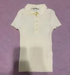 ZARA リブニット ポロシャツ ポロTシャツ イエロー Sサイズ