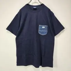 LEE　半袖　Tシャツ　M　デニムポケット　ネイビー　状態良好　人気　古着コーデ