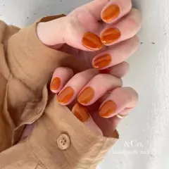 &Co. 高品質ネイルチップ【トマトレッド×先端ゴールドライン】 - メルカリ