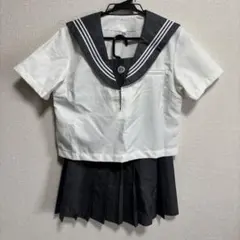 半袖　セーラー制服 白とグレープリーツスカート　M