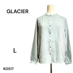 ★美品★GLACIER ブラウス Lサイズ 長袖シャツ グリーン トップス