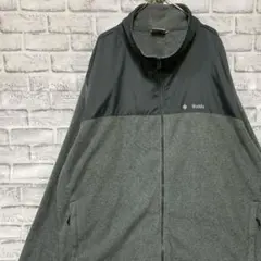 コロンビア　フリースジャケット　グレー4XL ロゴ刺繍アウトドア1120