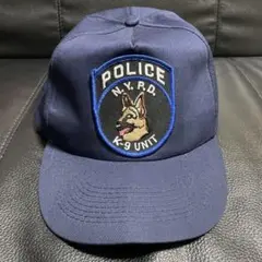 キャップ KC POLICE N.Y.P.D ネイビー 刺繍 ワッペン 中古品
