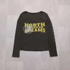 JEFFY SOUR メンズトップス　長袖　カーキ　プリント 古着　ビンテージ