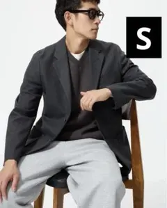 ユニクロ　ブラッシュドジャージージャケット　Sサイズ　ダークグレー