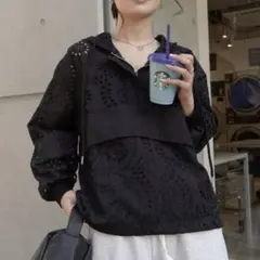 2026SS レースアノラックパーカー　ブラック Bebeod frene