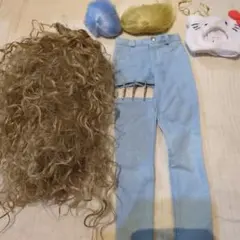 ドール用ウィッグとデニムパンツセット