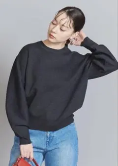 ミラノリブ ボリュームスリーブ プルオーバー ウォッシャブル　ダークグレー