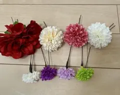 和装　髪飾り　フラワーヘアアクセサリー8個セット