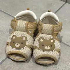 子どもサンダル　音がなる　14cm 熊 クマ ベージュ キッズシューズ 音あり