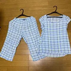 wacoalワコール 涼コレ 女子テコ 高島ちぢみ チェック 上下セット Ｌのサムネイル
